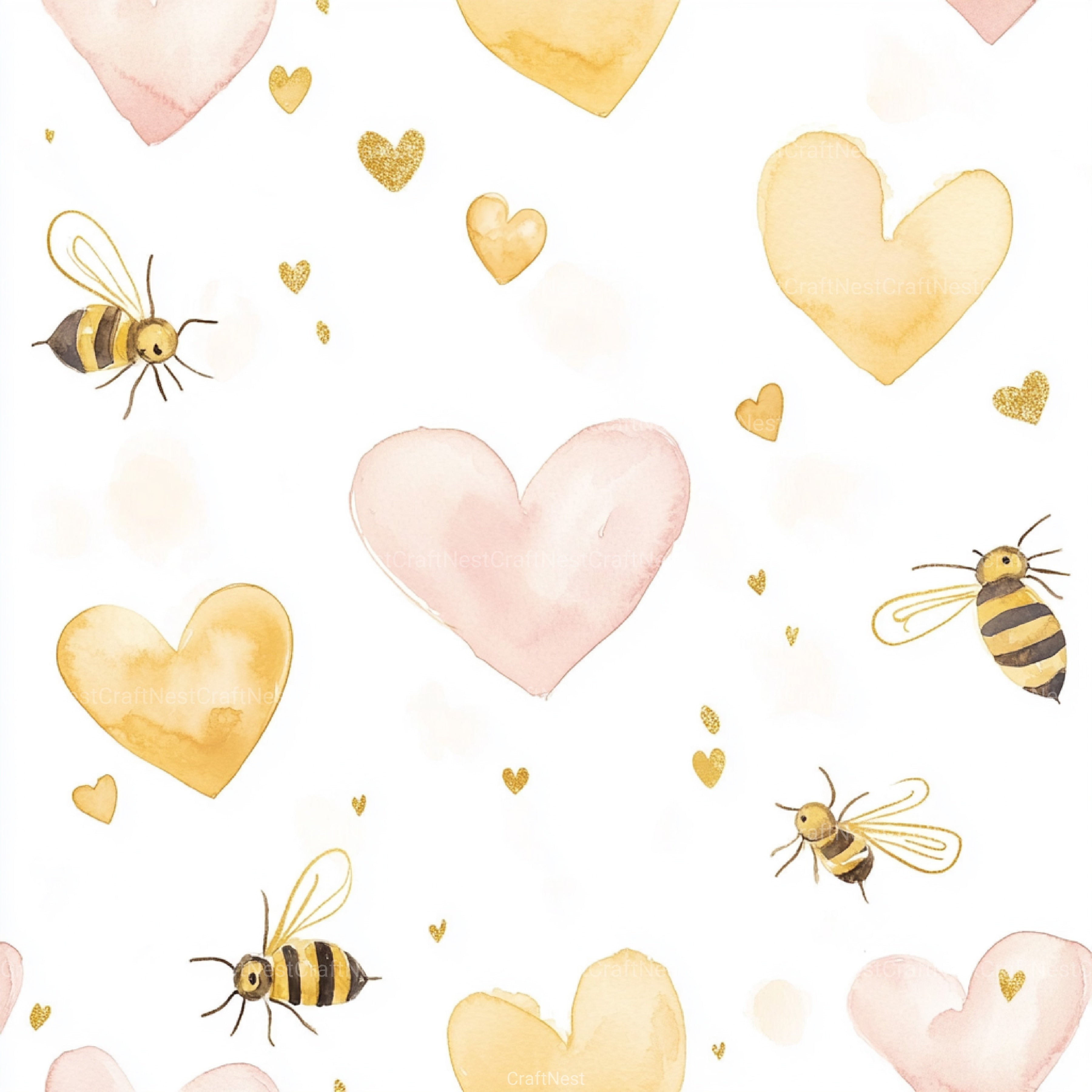 Lovely Bee Digital Paper - CraftNest - Digital Crafting and Art