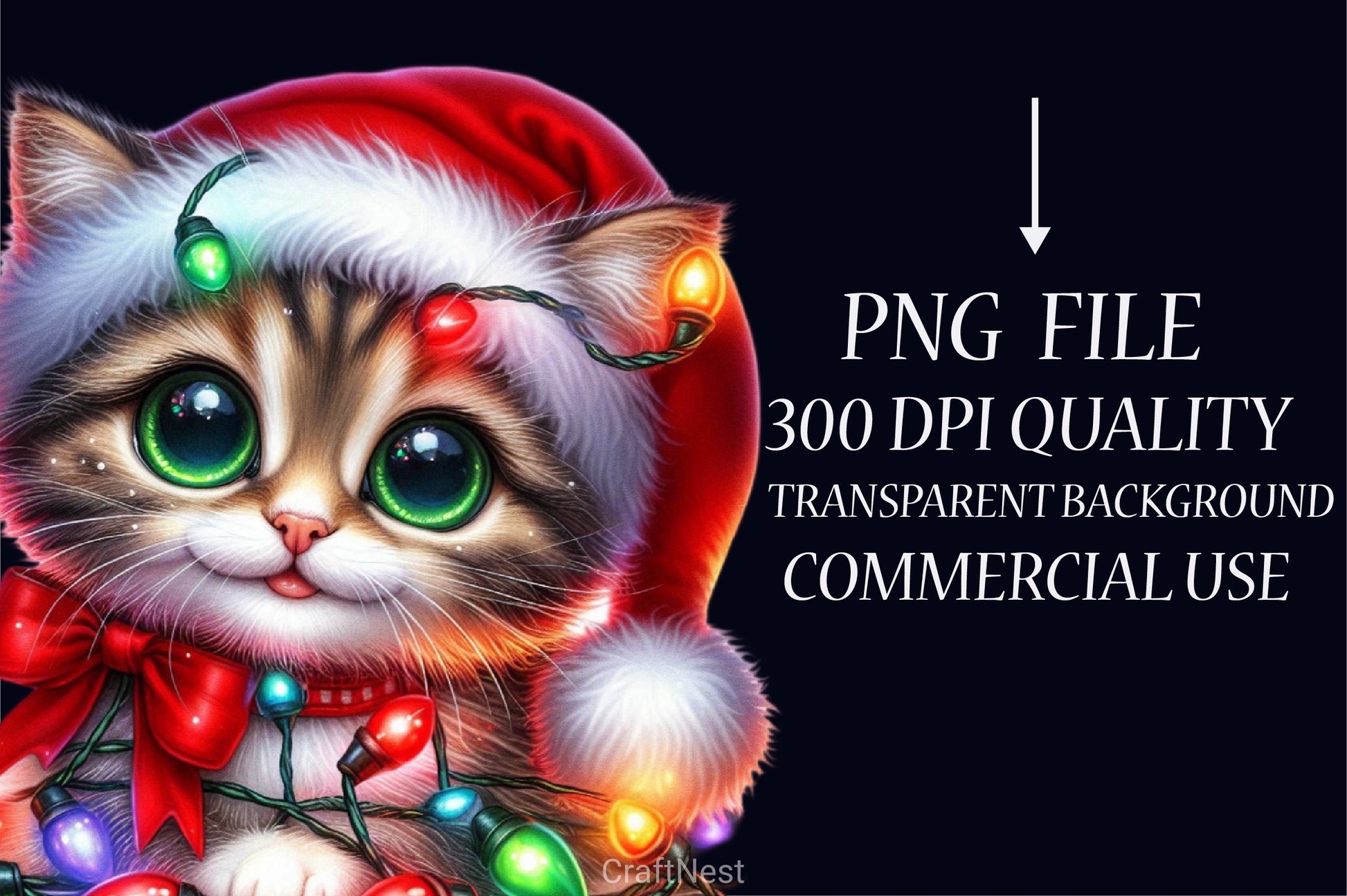 Christmas Cat Light Clipart Bundle - CraftNest - Digital Crafting and Art