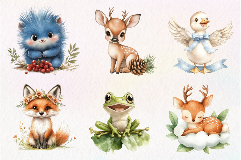 Sweet Forest Friends Cute Baby Animals Clipart Bundle - CraftNest - Digital Crafting and Art