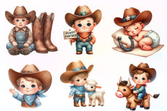 Baby Boy Cowboy Clipart Bundle - CraftNest - Digital Crafting and Art