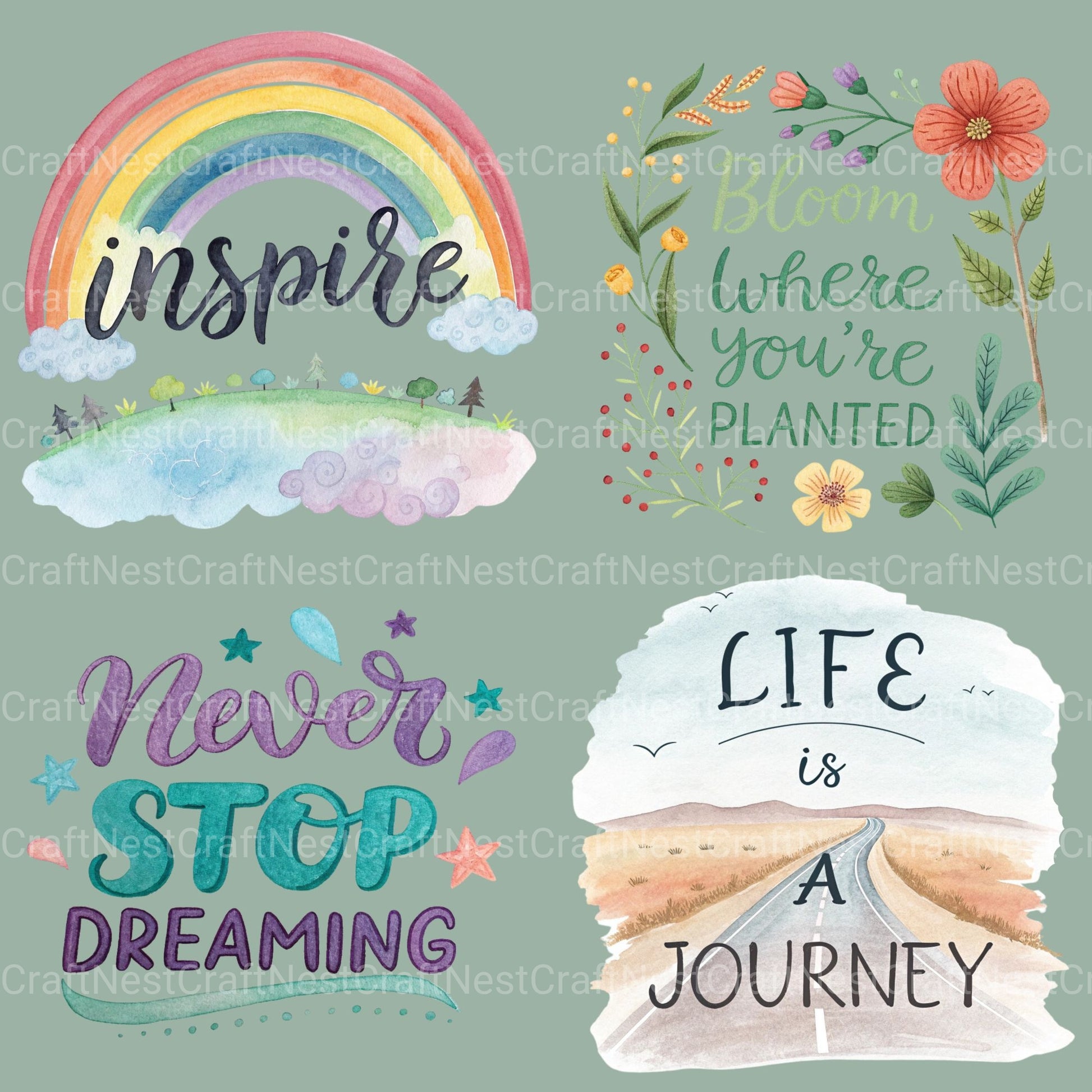 Positive Quotes Clipart Bundle - CraftNest - Digital Crafting and Art