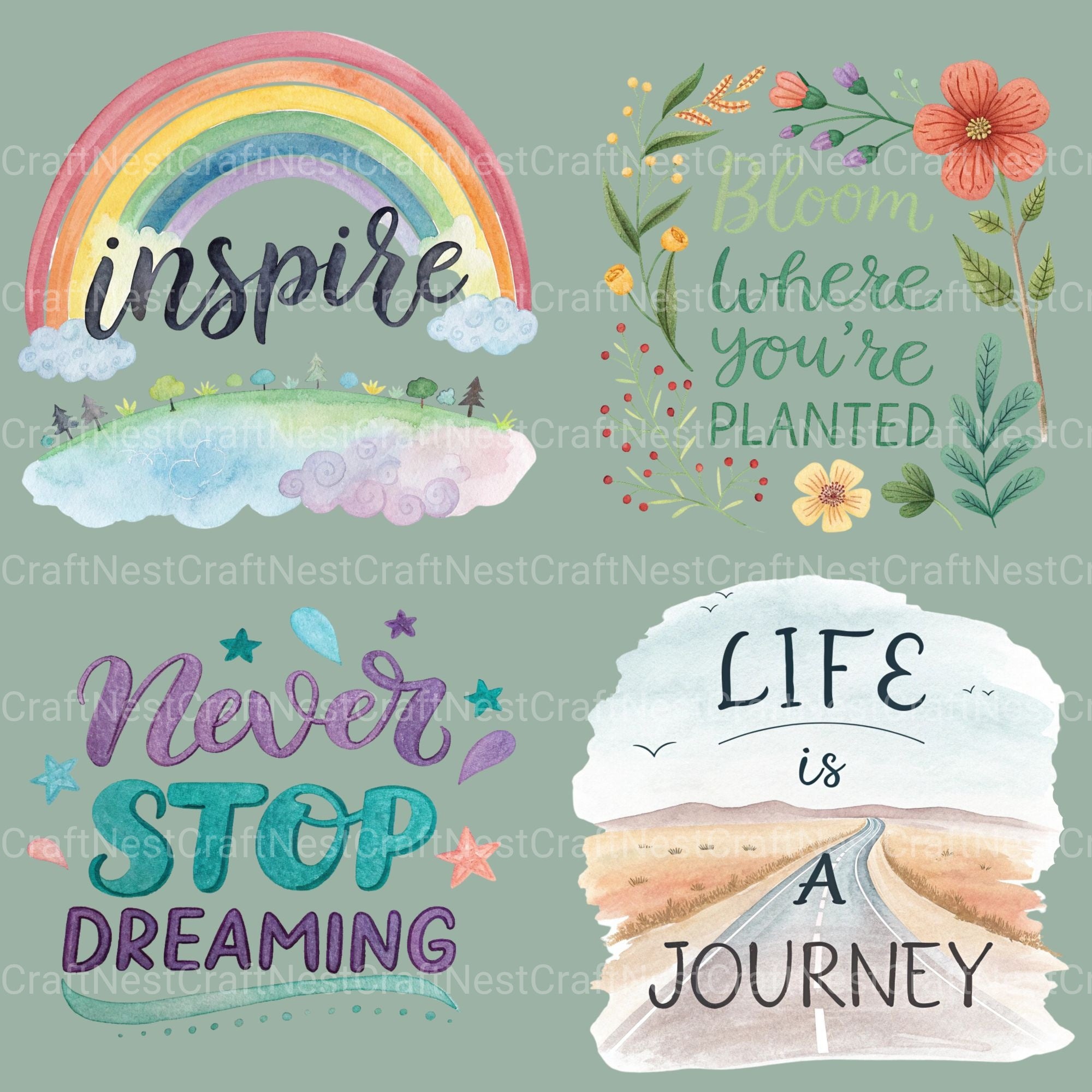 Positive Quotes Clipart Bundle - CraftNest - Digital Crafting and Art