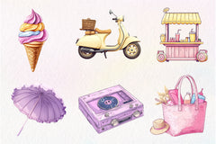 Cute Retro Summer Clipart Bundle - CraftNest - Digital Crafting and Art
