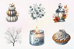 Silver Autumn Clipart Bundle - CraftNest - Digital Crafting and Art