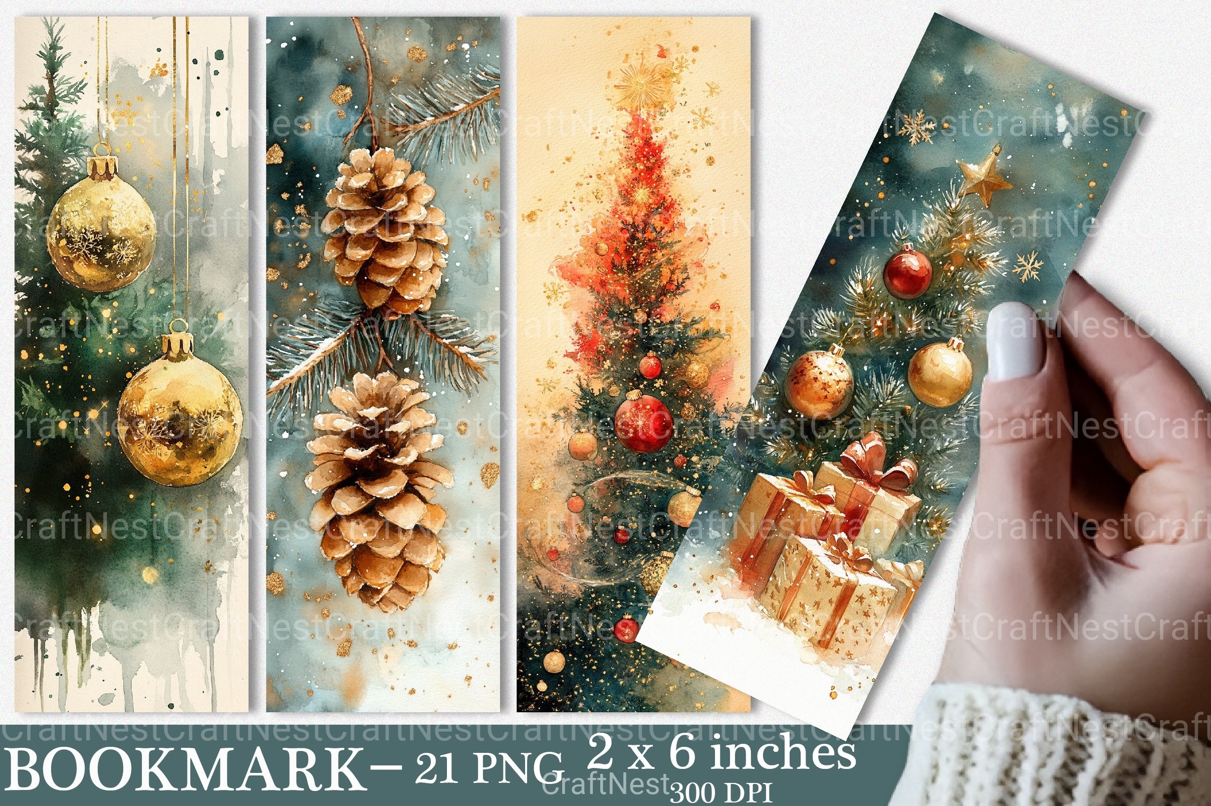 Gold Christmas Bookmarks Vintage Noel Junk Journal - CraftNest - Digital Crafting and Art