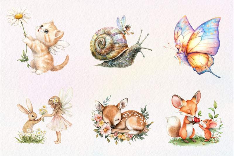 Garden Fairies Floral Animals Clipart Bundle - CraftNest - Digital Crafting and Art