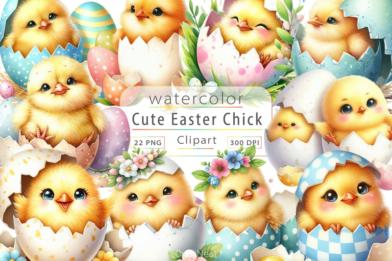 Cute Easter Chick Clipart Bundle - CraftNest - Digital Crafting and Art