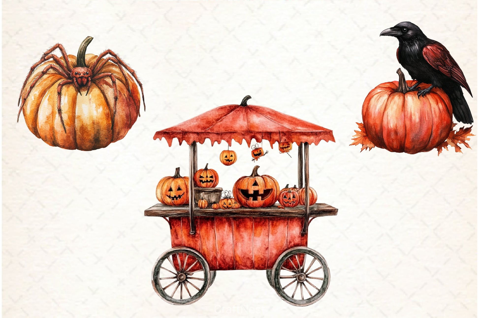 Vintage Red Halloween Clipart Bundle - CraftNest - Digital Crafting and Art