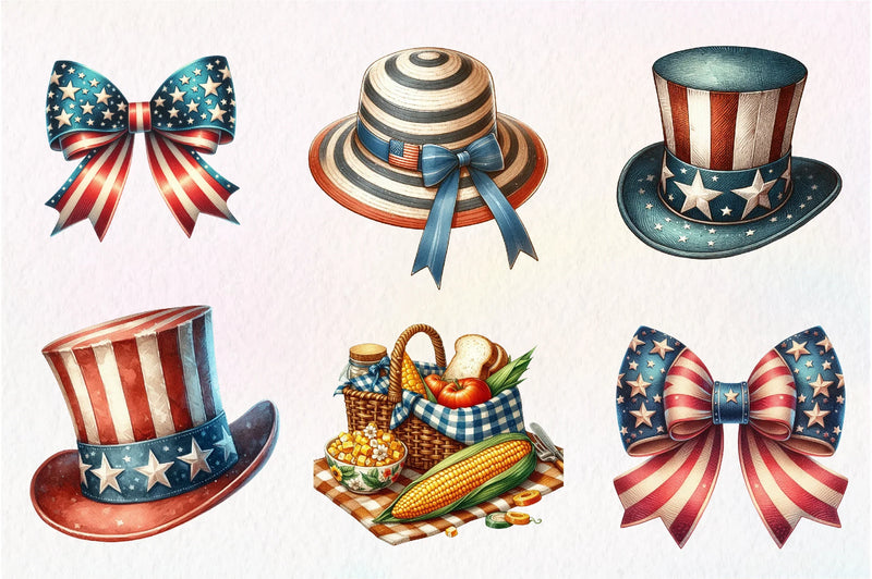 Retro 4th Of July Clipart Bundle 1 - CraftNest - Digital Crafting and Art