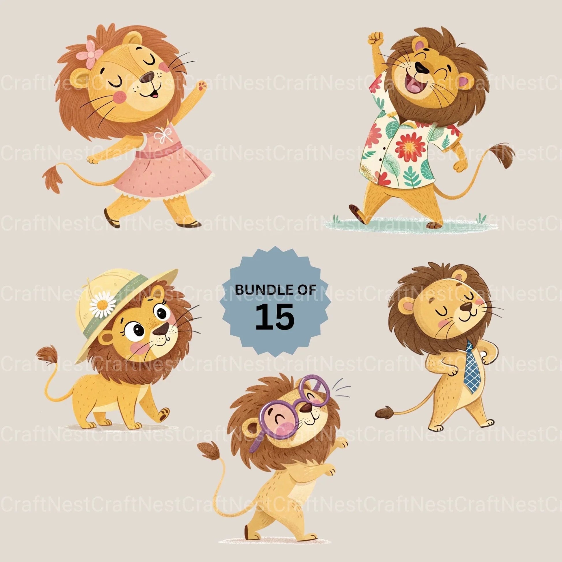 Lions Clipart Bundle - CraftNest - Digital Crafting and Art