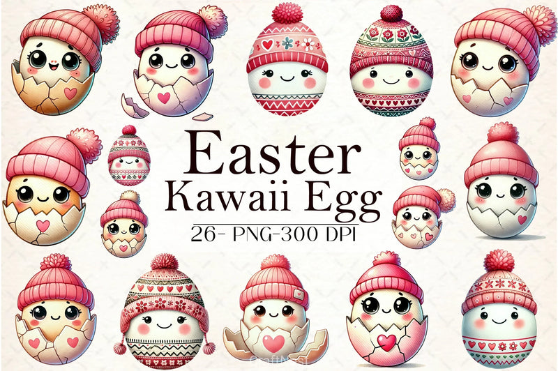 Easter Kawaii Egg Clipart Bundle - CraftNest - Digital Crafting and Art