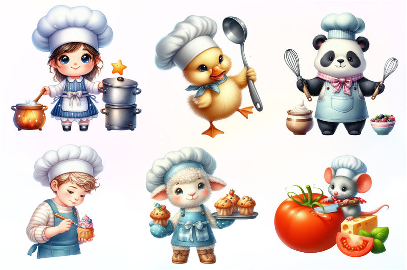 Cute Little Chef Cooking Clipart Bundle - CraftNest - Digital Crafting and Art