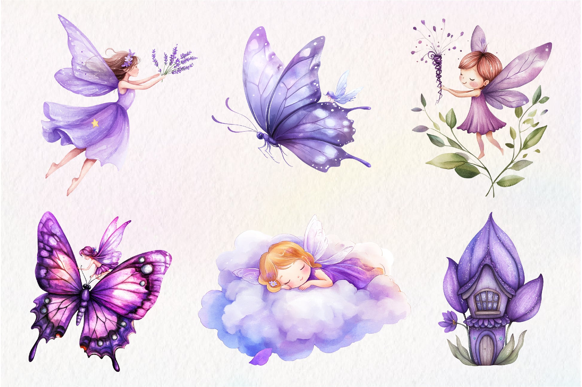 Magical Garden Purple Fairies Clipart Bundle 1 - CraftNest - Digital Crafting and Art