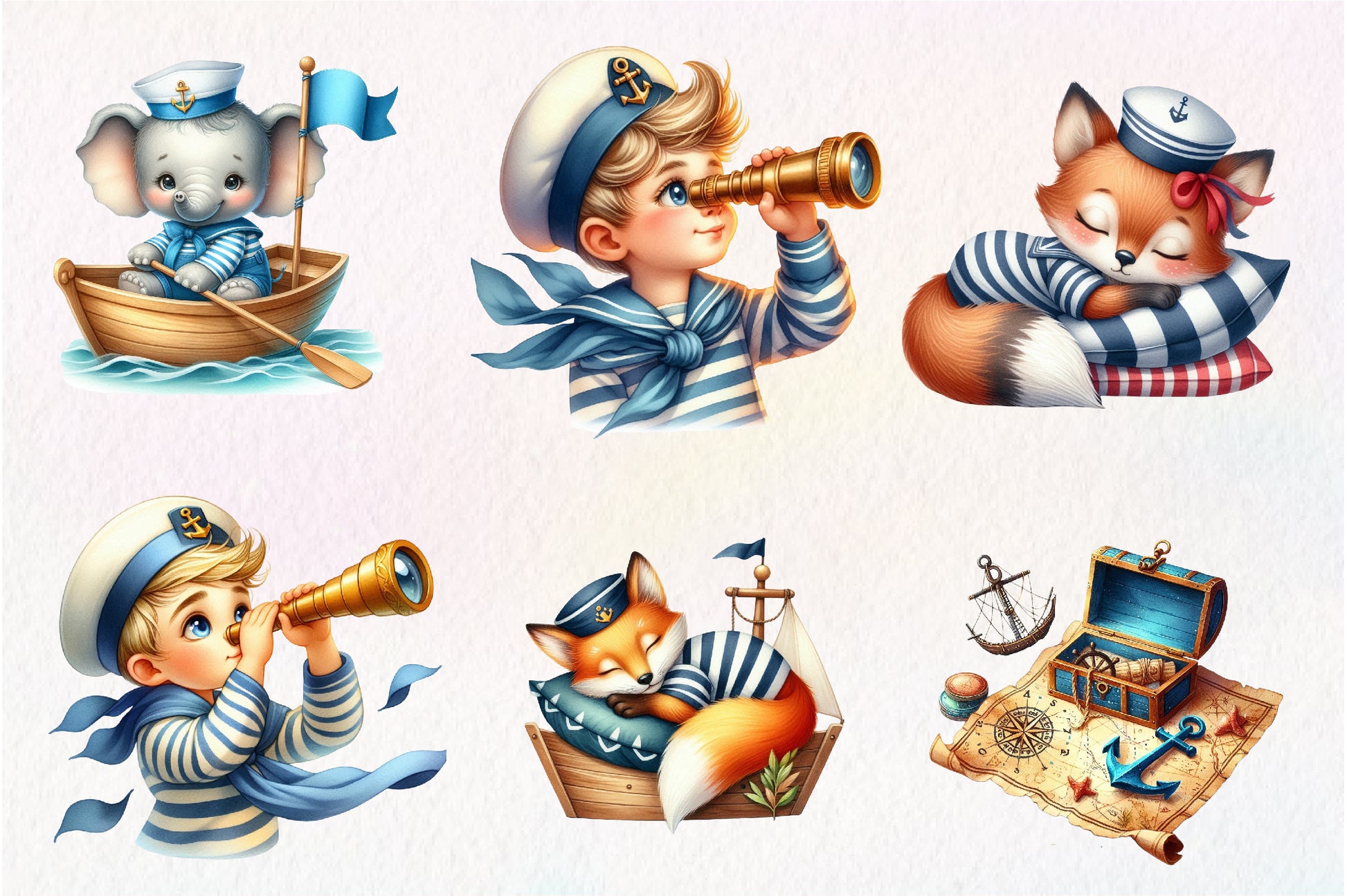 Cute Little Sailor Clipart Bundle - CraftNest - Digital Crafting and Art