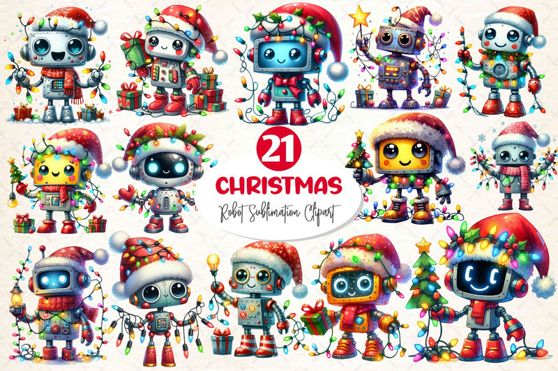 Funny Festive Robot Clipart Bundle 2 - CraftNest - Digital Crafting and Art