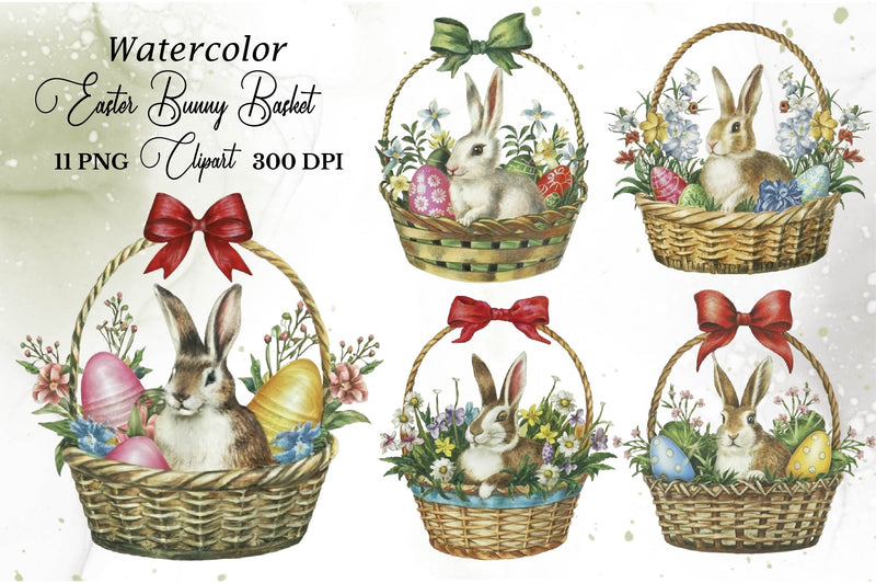 Easter Bunny Basket Clipart Bundle 2 - CraftNest - Digital Crafting and Art