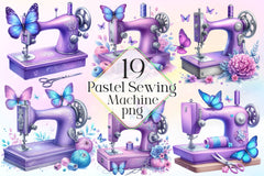 Pastel Sewing Machine Butterfly Clipart Bundle 2 - CraftNest - Digital Crafting and Art