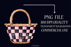Black & Pink Gingham Clipart Bundle - CraftNest - Digital Crafting and Art