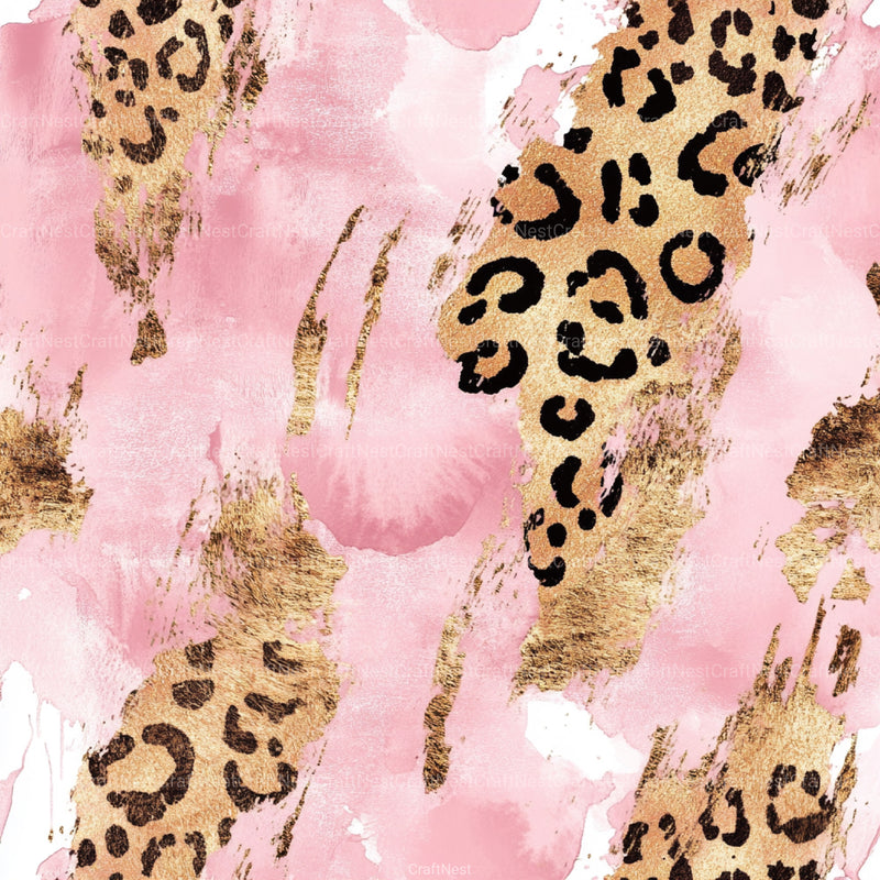 Pink and Gold Leopard Digital Paper 44 - CraftNest - Digital Crafting and Art
