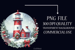 Christmas Lighthouse Clipart Bundle - CraftNest - Digital Crafting and Art
