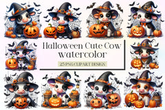 Cute Baby Cow For Halloween Clipart Bundle 2 - CraftNest - Digital Crafting and Art