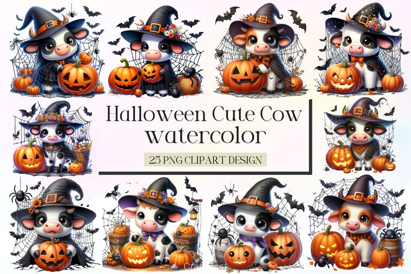 Cute Baby Cow For Halloween Clipart Bundle 2 - CraftNest - Digital Crafting and Art