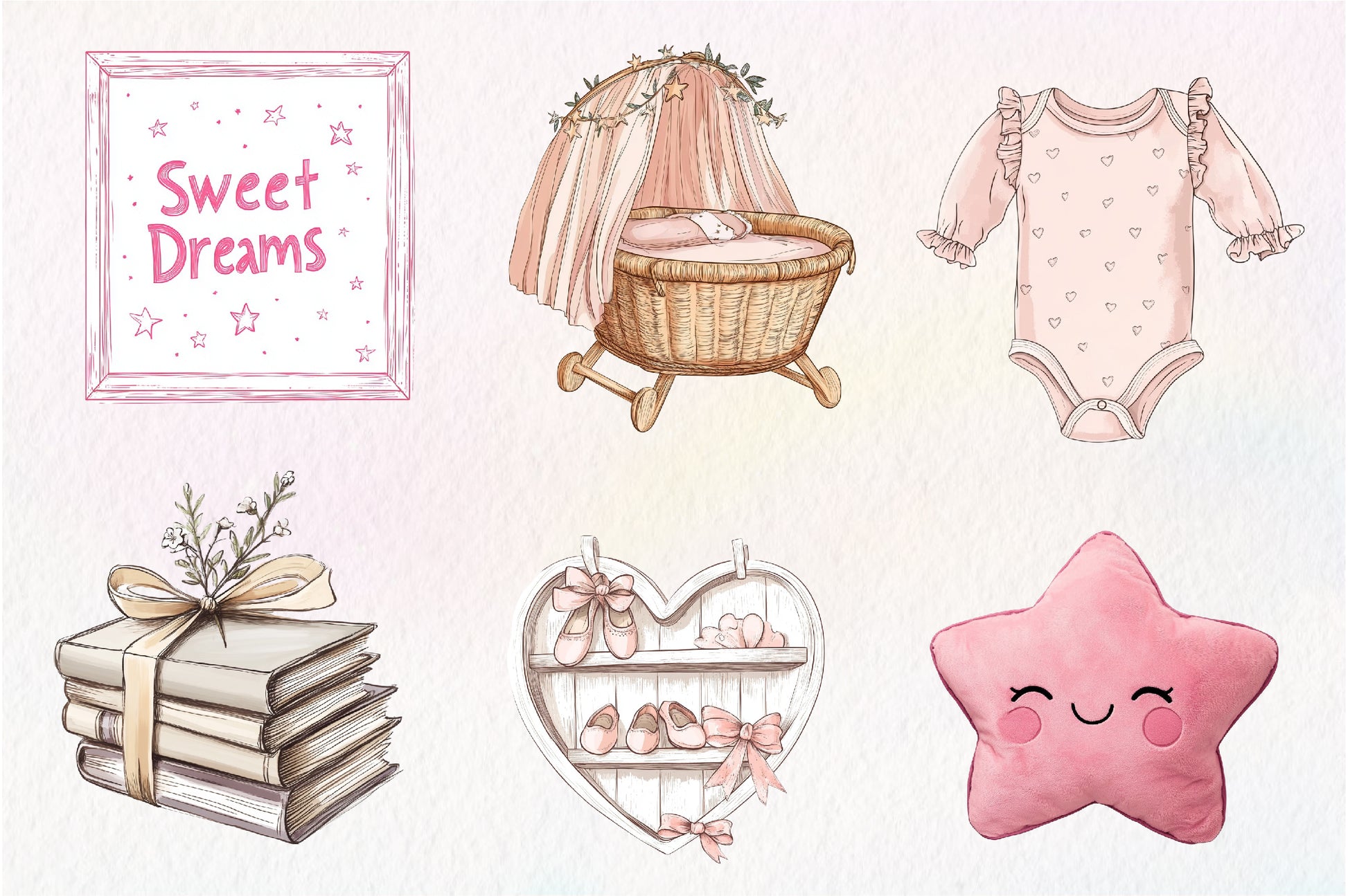 Pink Baby Girl Nursery Clipart Bundle 2 - CraftNest - Digital Crafting and Art