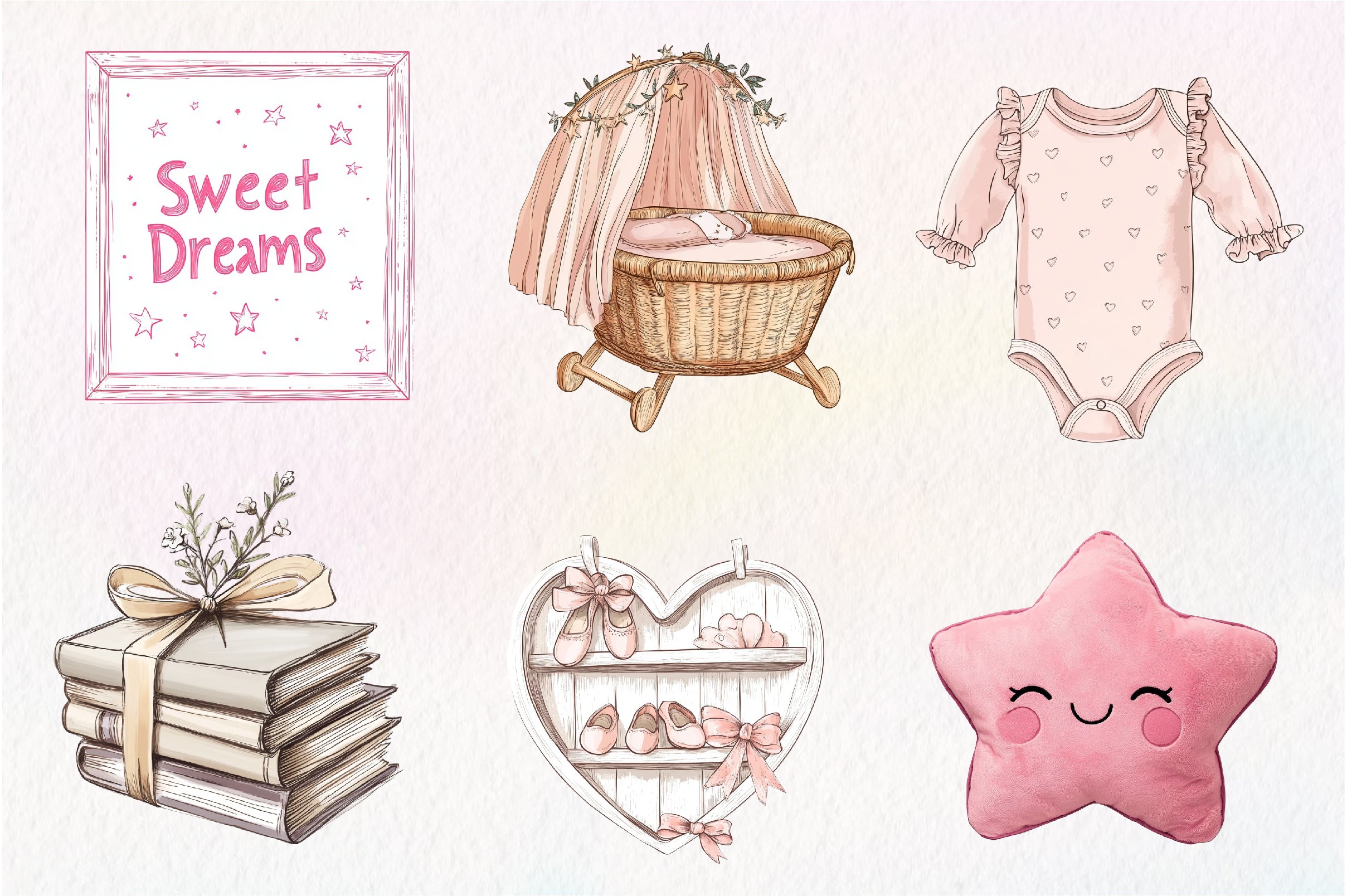 Pink Baby Girl Nursery Clipart Bundle 2 - CraftNest - Digital Crafting and Art