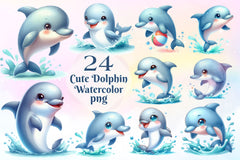 Cute Dolphin Clipart Bundle - CraftNest - Digital Crafting and Art
