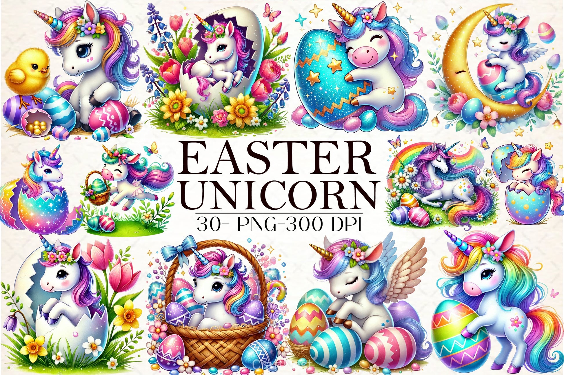 Easter Unicorn Clipart Bundle - CraftNest - Digital Crafting and Art