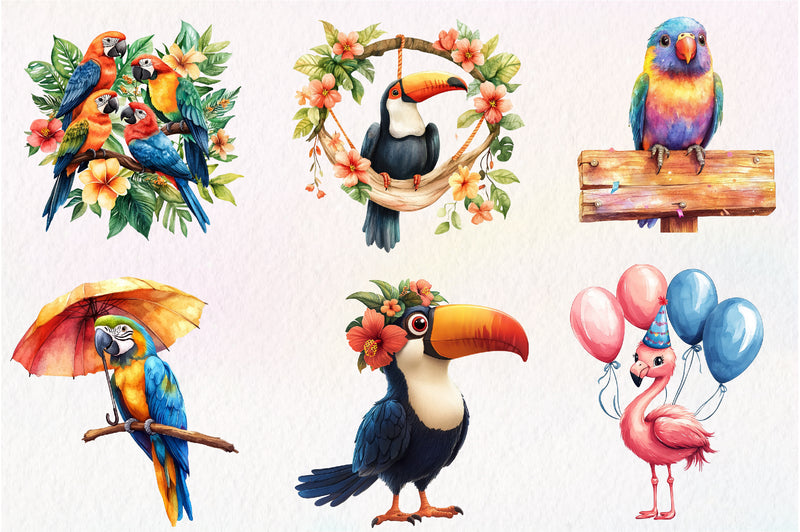 Tropical Bird Jungle Bird Clipart Bundle 1 - CraftNest - Digital Crafting and Art