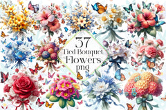 Tied Bouquet Flowers Clipart Bundle - CraftNest - Digital Crafting and Art