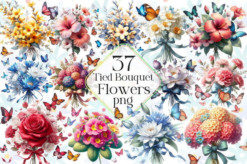 Tied Bouquet Flowers Clipart Bundle - CraftNest - Digital Crafting and Art