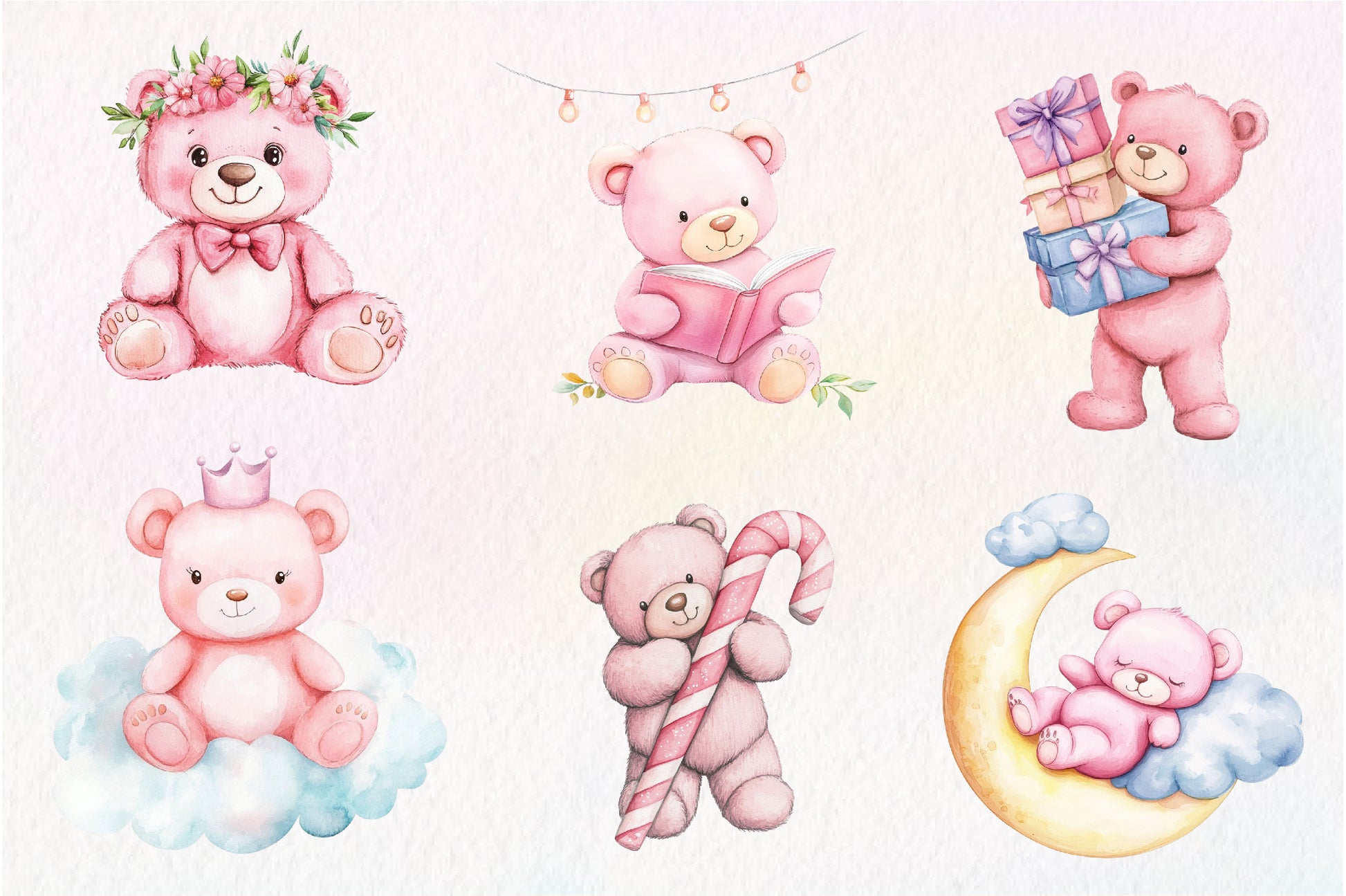 Pink Cute Blush Teddy Bear Clipart Bundle - CraftNest - Digital Crafting and Art