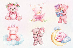 Pink Cute Blush Teddy Bear Clipart Bundle - CraftNest - Digital Crafting and Art