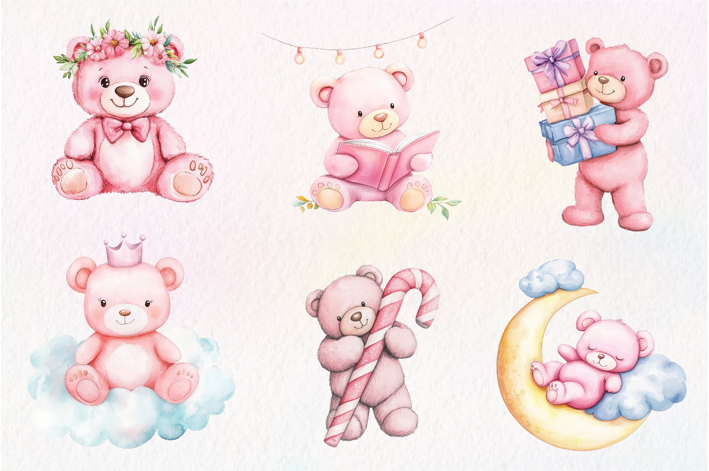 Pink Cute Blush Teddy Bear Clipart Bundle - CraftNest - Digital Crafting and Art