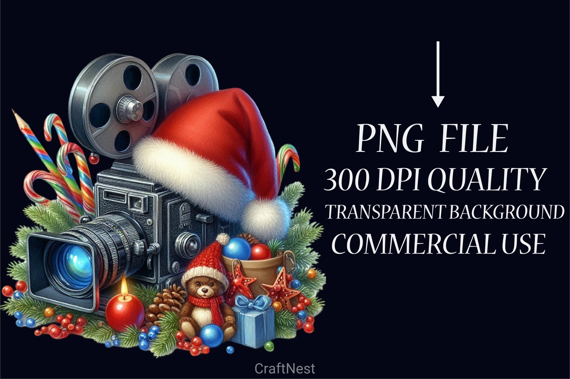 Christmas Movie Night Clipart Bundle 4 - CraftNest - Digital Crafting and Art