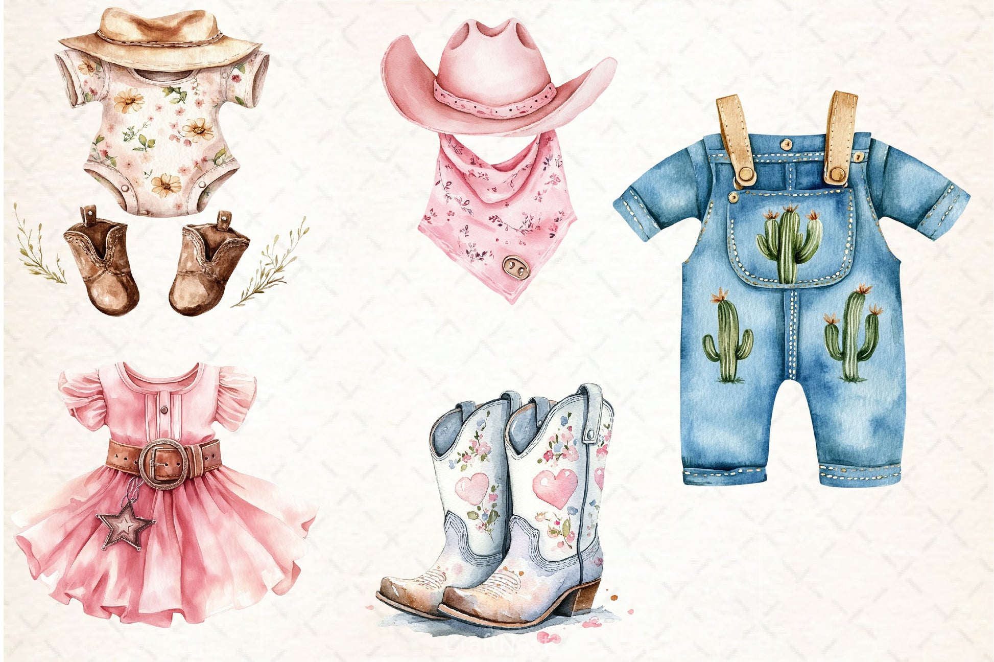 Cowgirl Baby Clothes Clipart Bundle - CraftNest - Digital Crafting and Art