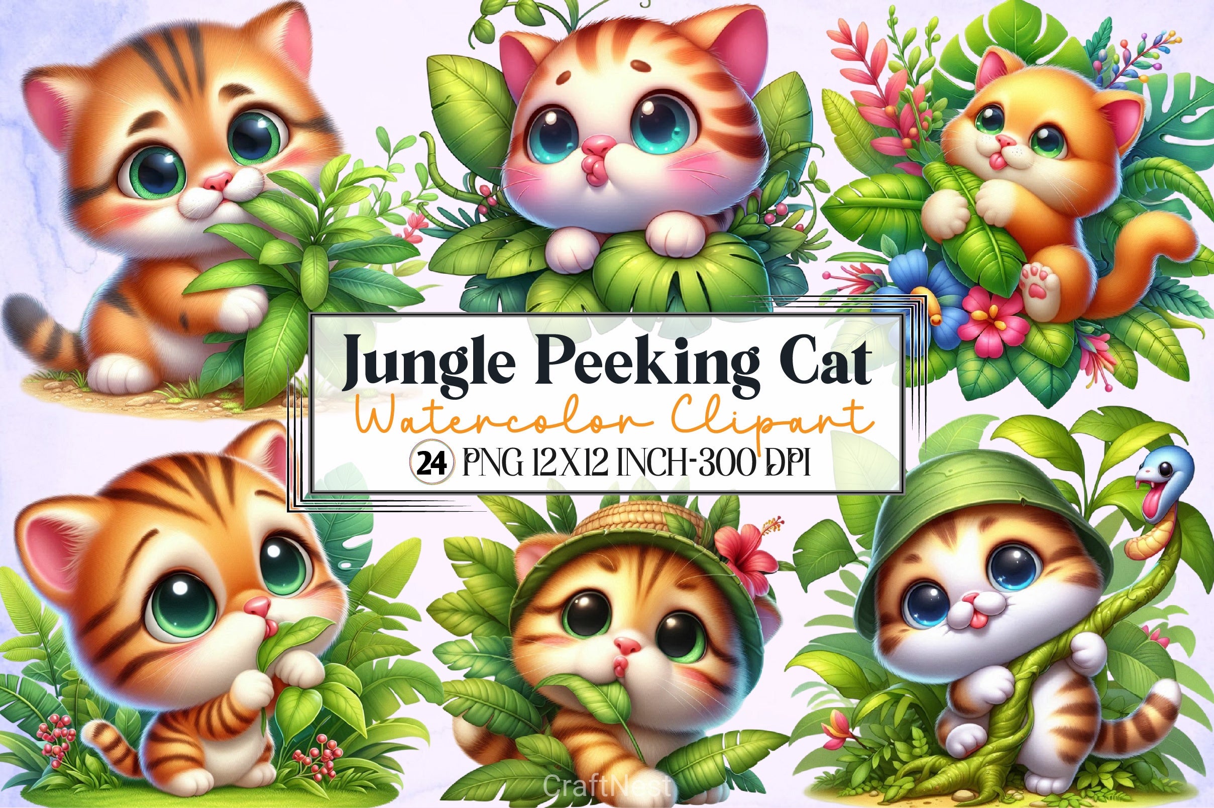 Jungle Cat Clipart Bundle - CraftNest - Digital Crafting and Art