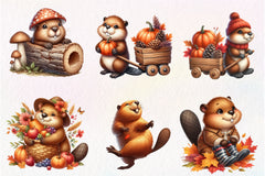 Autumn Cute Beaver Clipart Bundle - CraftNest - Digital Crafting and Art