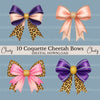 Coquette Cheetah Bows Clipart Bundle