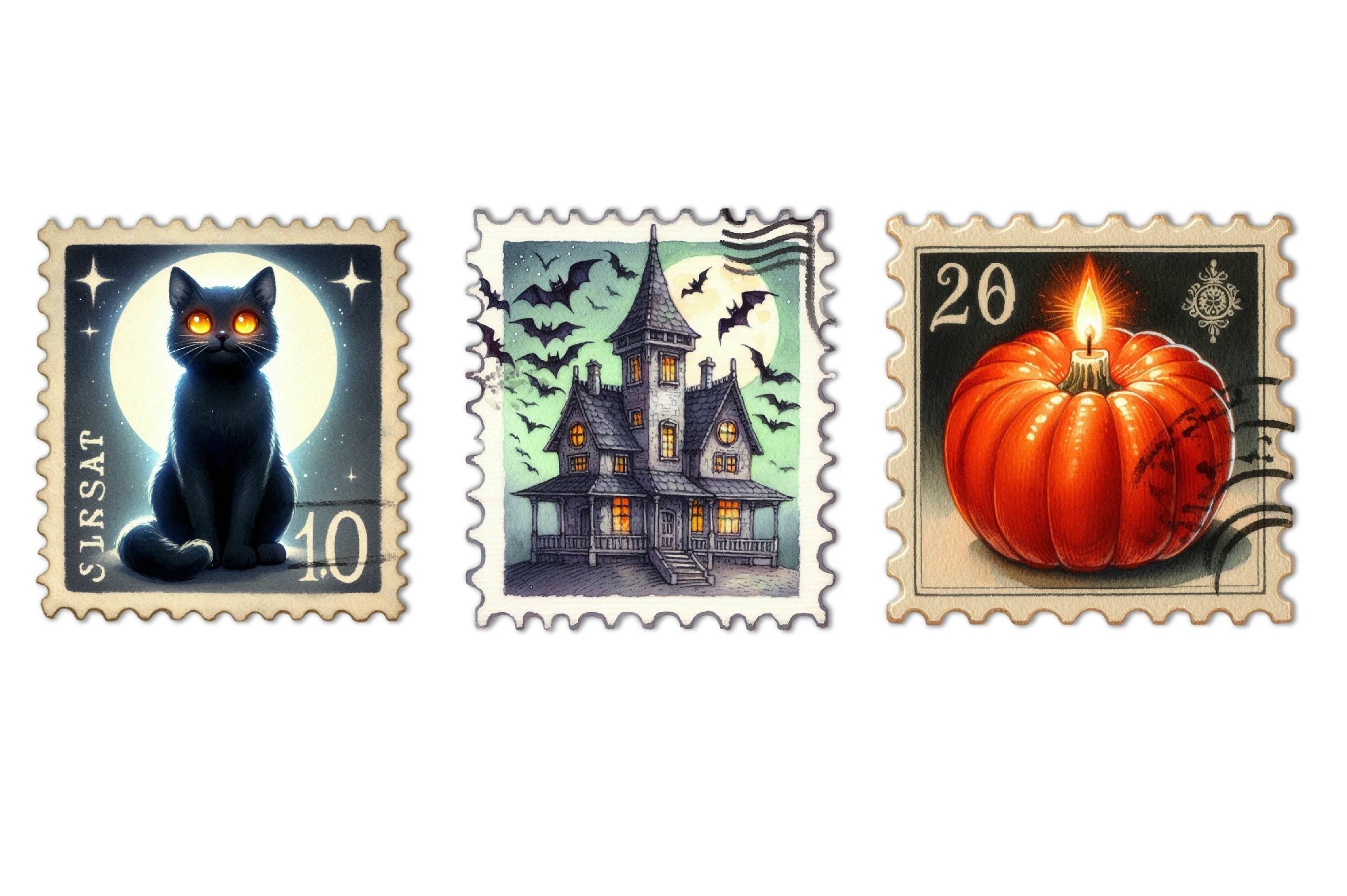 Halloween Postage Stamps Clipart Bundle - CraftNest - Digital Crafting and Art