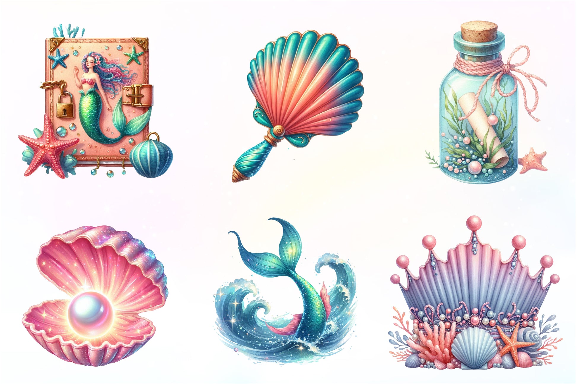 Cute The Little Mermaid Clipart Bundle - CraftNest - Digital Crafting and Art