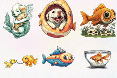 Quirky Dog And Fish Clipart Bundle - CraftNest - Digital Crafting and Art
