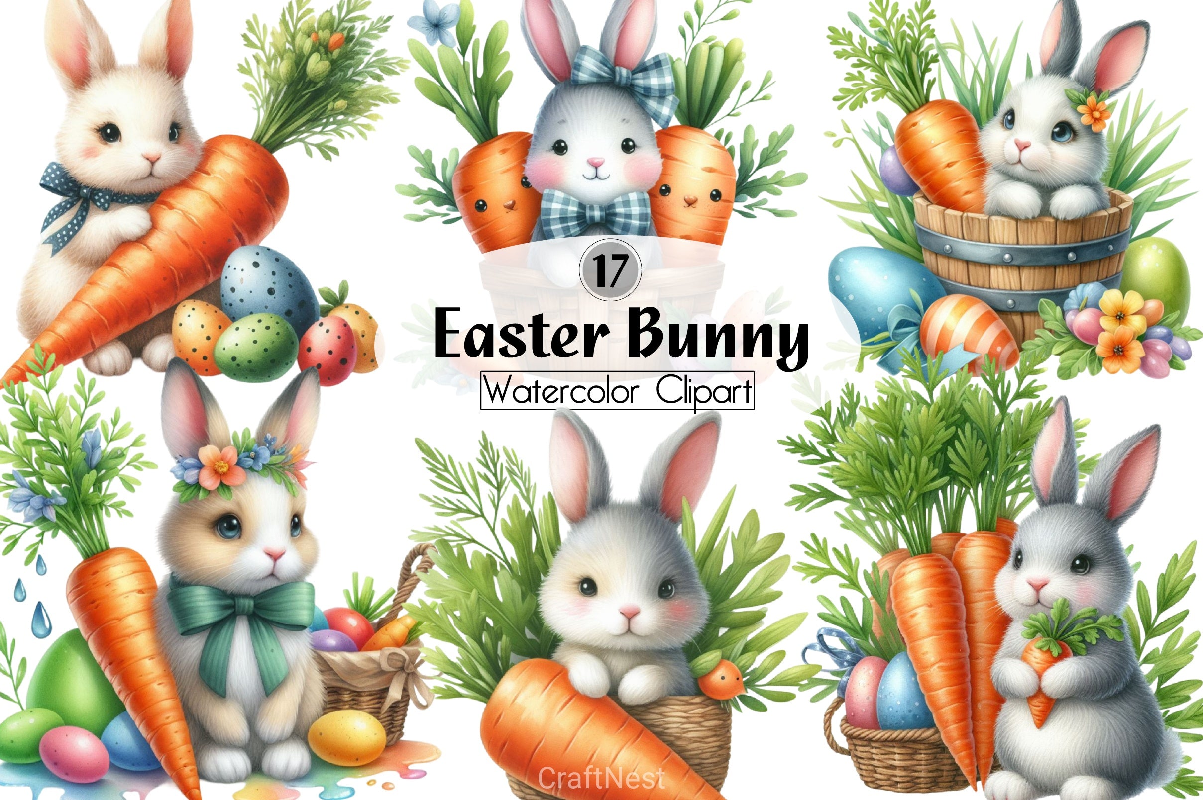 Easter Bunny Clipart Bundle 56 - CraftNest - Digital Crafting and Art