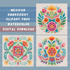 Mexican Embroidery Flowers Clipart Bundle