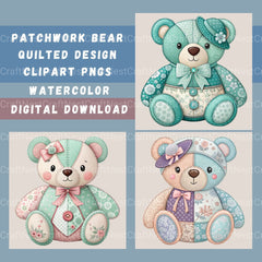 Patchwork Bears Clipart Bundle - CraftNest - Digital Crafting and Art