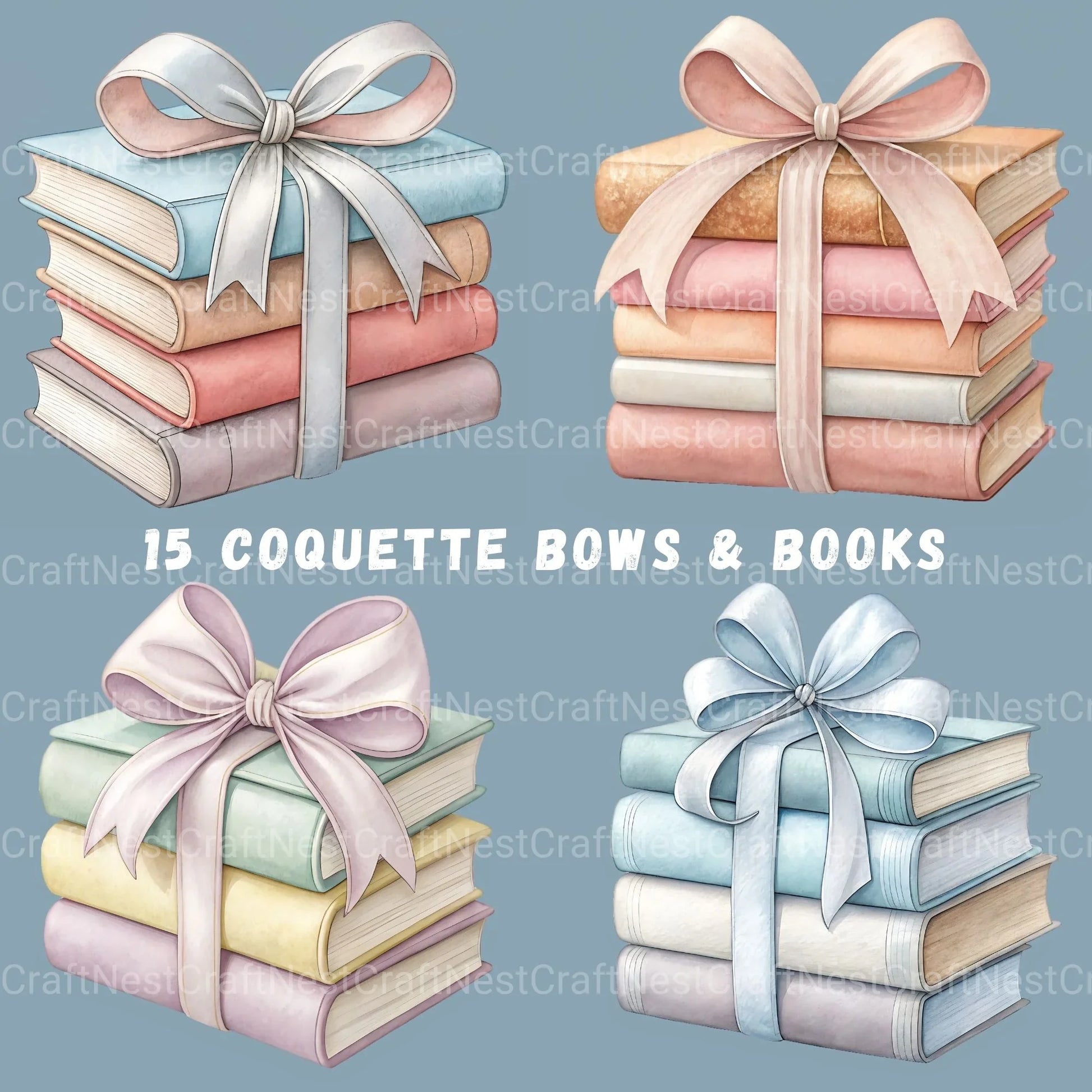Books N Bows Clipart Bundle - CraftNest - Digital Crafting and Art