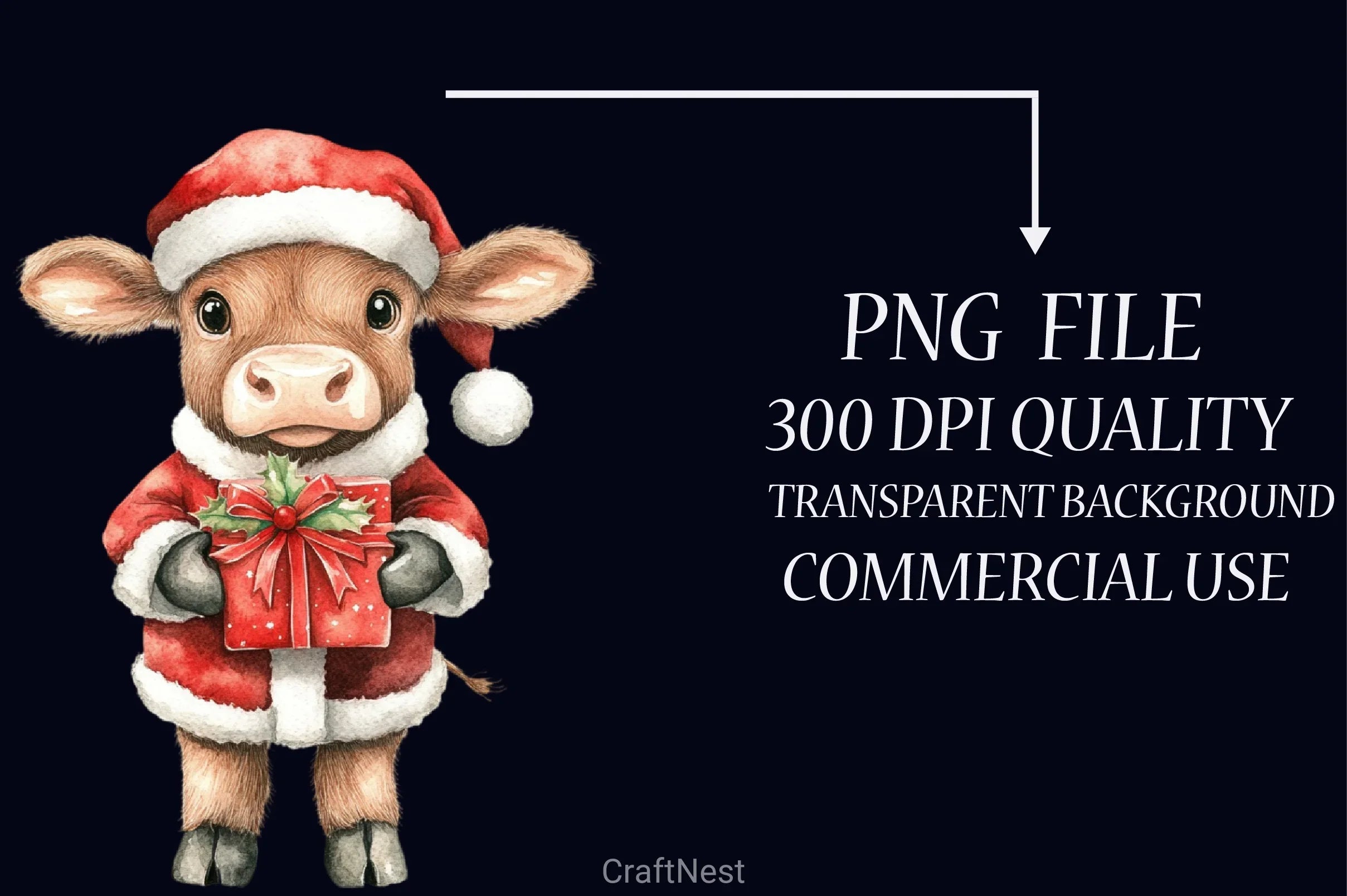 Christmas Highland Cow Clipart Bundle 3 - CraftNest - Digital Crafting and Art