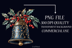 Midnight Cherry Christmas Clipart Bundle - CraftNest - Digital Crafting and Art